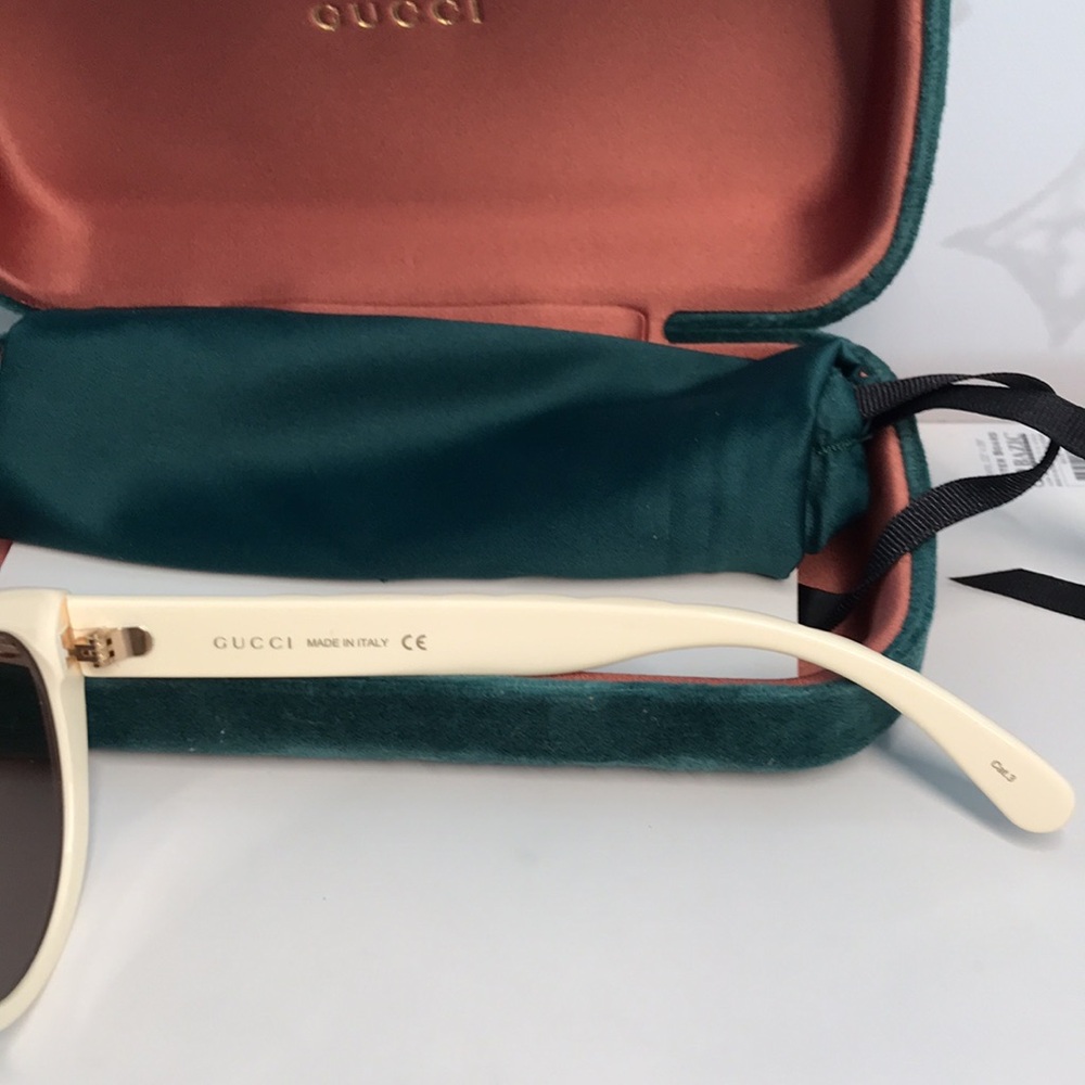New ✨ Authentic Gucci GG0814SK 002 Sunglasses – Ivory Frame with Brown Lenses ✨ - Picture 9 of 14